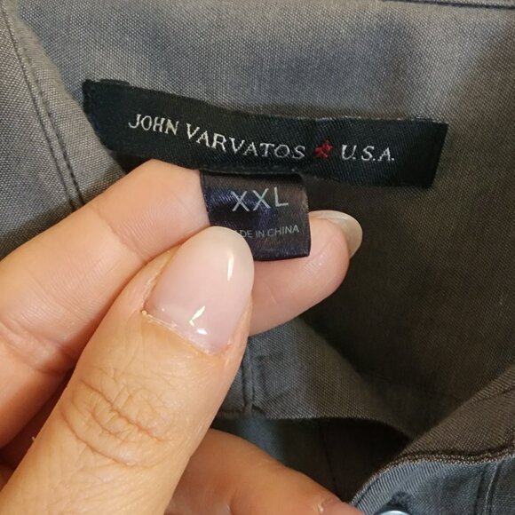 John Varvatos Button Down Shirt, Color Gray, Size XXL - Picture 2 of 4